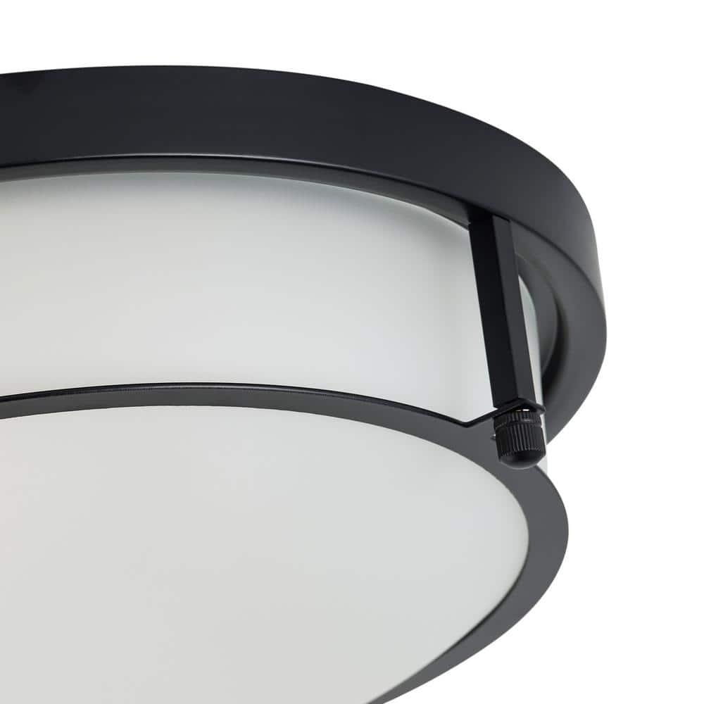 13 in. 2-Light Industrial Black Flush Mount Farmhouse Close to Ceiling Light Fixture- $25