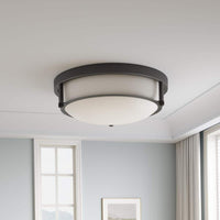 13 in. 2-Light Industrial Black Flush Mount Farmhouse Close to Ceiling Light Fixture- $25