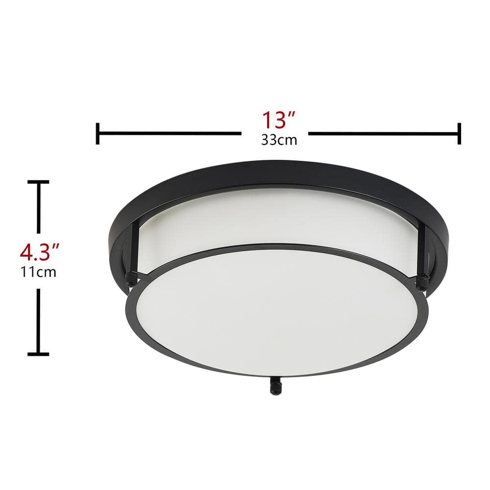 13 in. 2-Light Industrial Black Flush Mount Farmhouse Close to Ceiling Light Fixture- $25