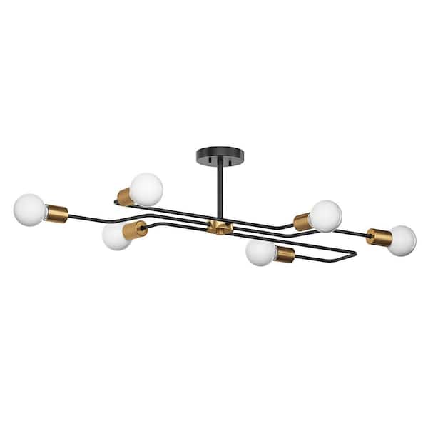 aiwen Industrial Sputnik 35.43 in. 6-Light Oversized Semi-Flush Mount Ceiling Light - $40