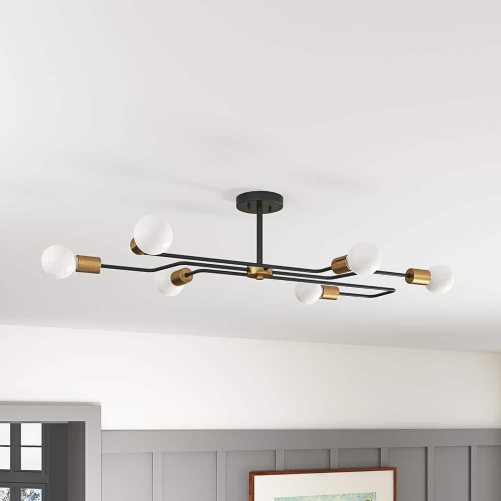 aiwen Industrial Sputnik 35.43 in. 6-Light Oversized Semi-Flush Mount Ceiling Light - $40