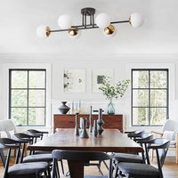 36.61 in. 6-Light Black Sputnik Oversized Semi-Flush Mount Ceiling Light Fixture - $80