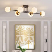 36.61 in. 6-Light Black Sputnik Oversized Semi-Flush Mount Ceiling Light Fixture - $80