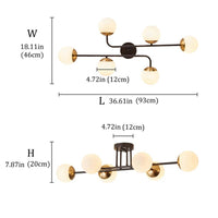 36.61 in. 6-Light Black Sputnik Oversized Semi-Flush Mount Ceiling Light Fixture - $80