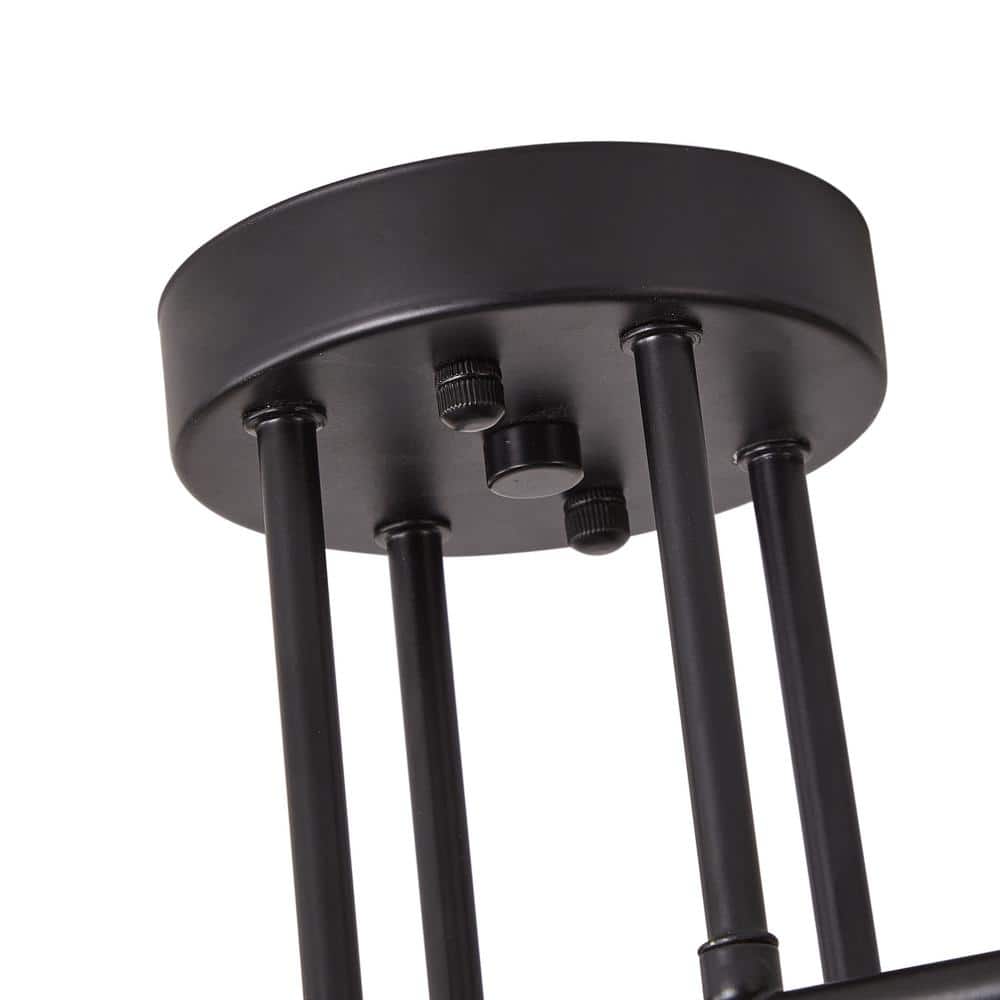 36.61 in. 6-Light Black Sputnik Oversized Semi-Flush Mount Ceiling Light Fixture - $80
