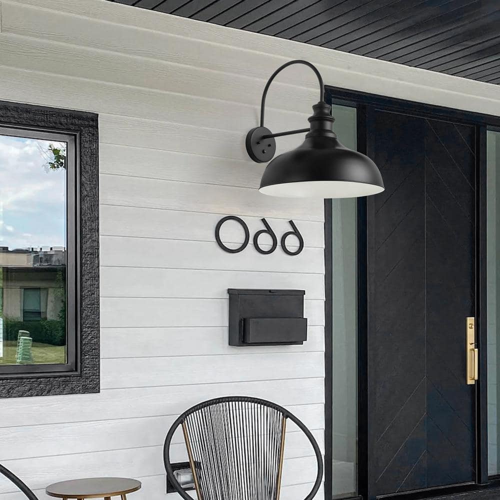 aiwen Modern 19.68 in. W 1-Light Black Gooseneck Oversized Barn Light Fixture - $50