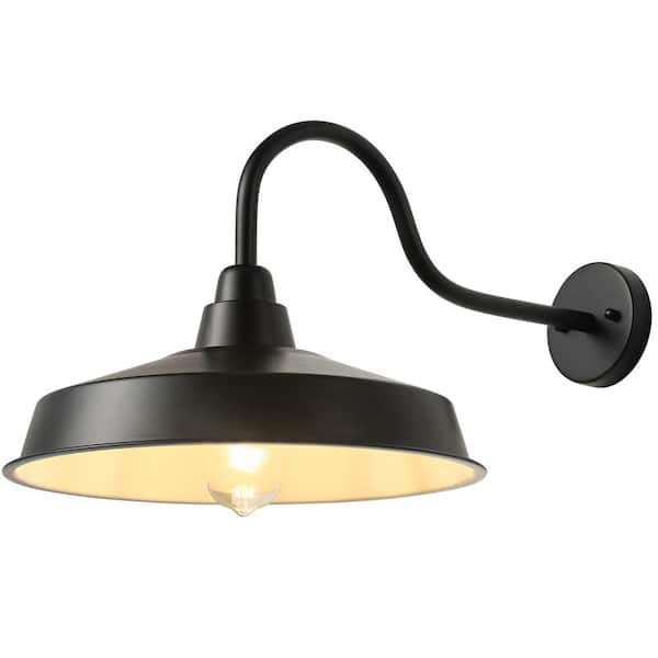 aiwen Modern 16 in. 1-Light Black Exterior HardwiredGooseneck Barn Light Fixture - $35