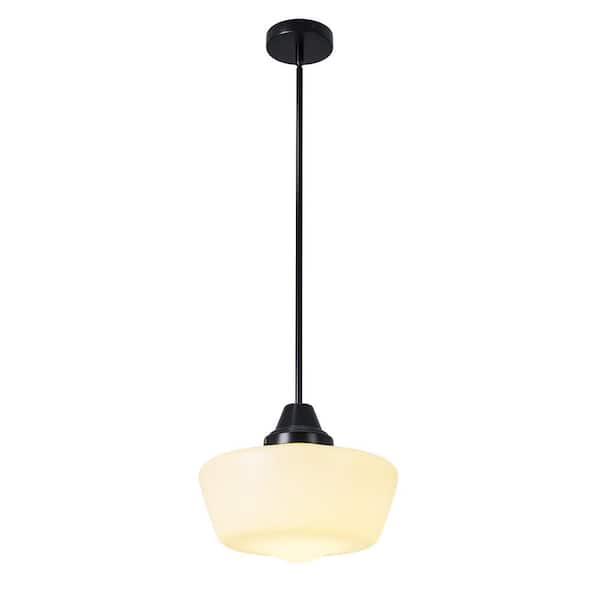 aiwen 1-Light 11.81 in. Black Schoolhouse Pendant Light Adjustable Height - $45
