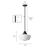 aiwen 1-Light 11.81 in. Black Schoolhouse Pendant Light Adjustable Height - $45