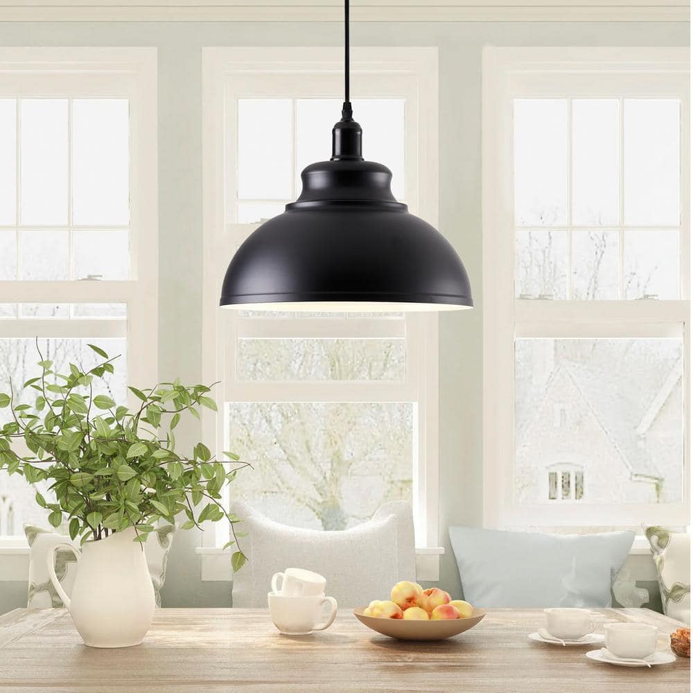 aiwen 40-Watt 1-Light 13.7 in. Farmhouse Island Black Pendant Light Adjustable - $25