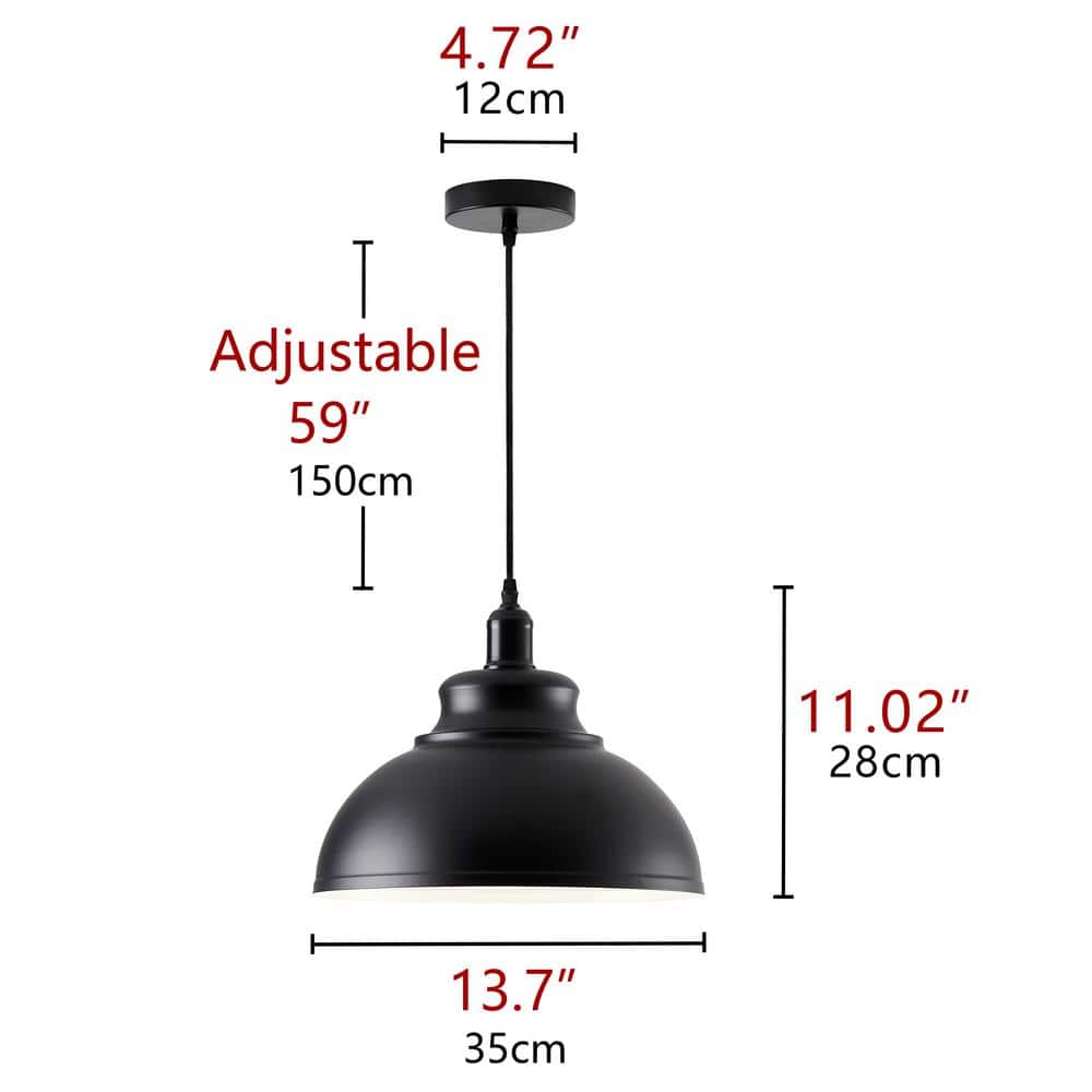 aiwen 40-Watt 1-Light 13.7 in. Farmhouse Island Black Pendant Light Adjustable - $25