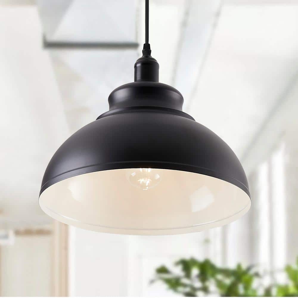 aiwen 40-Watt 1-Light 13.7 in. Farmhouse Island Black Pendant Light Adjustable - $25