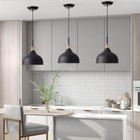 aiwen 10.2 in. 1-Light Farmhouse Dome Shaded Pendant Light Metal Hanging Light - $35