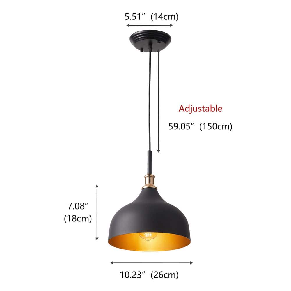 aiwen 10.2 in. 1-Light Farmhouse Dome Shaded Pendant Light Metal Hanging Light - $35