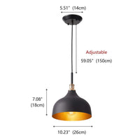 aiwen 10.2 in. 1-Light Farmhouse Dome Shaded Pendant Light Metal Hanging Light - $35
