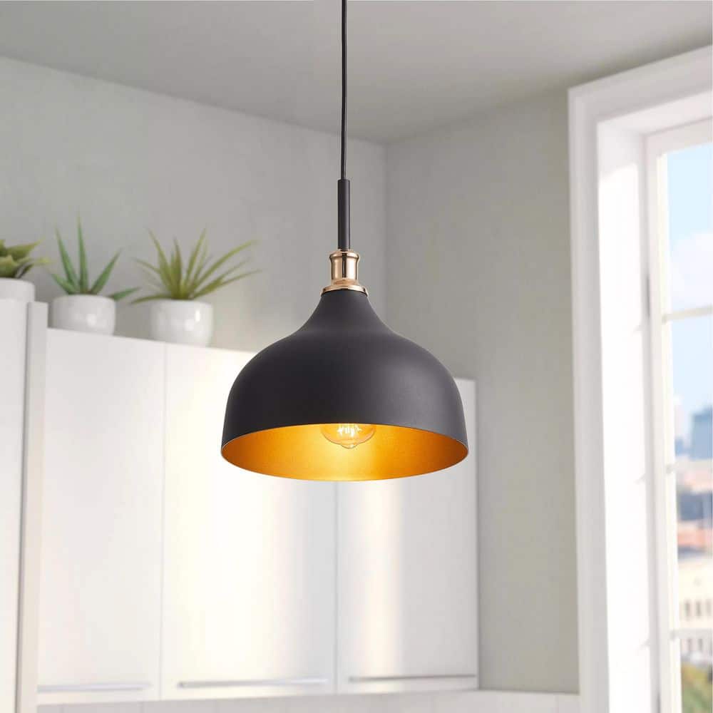aiwen 10.2 in. 1-Light Farmhouse Dome Shaded Pendant Light Metal Hanging Light - $35