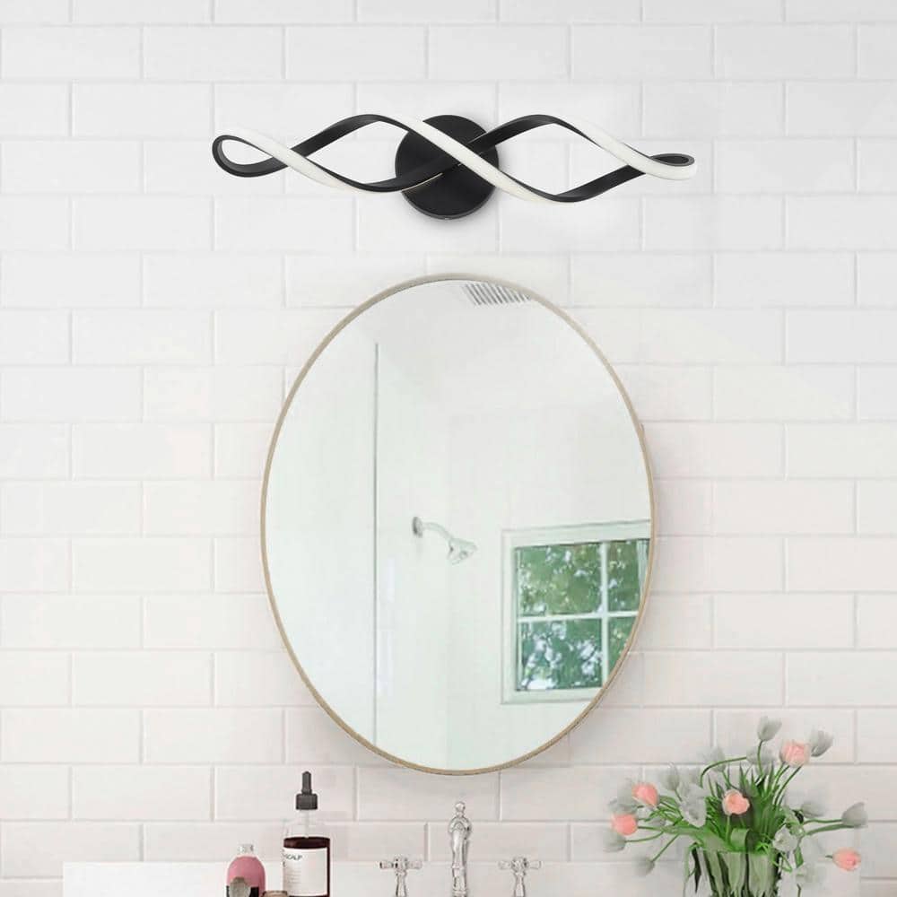 aiwen 26.6 in. 1-Light LED Modern Black Bathroom Vanity Light - $35