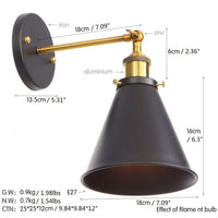 aiwen GLD 1-Light 5.31 in. Black Sconce Metal Industrial with Swing Arm - $25