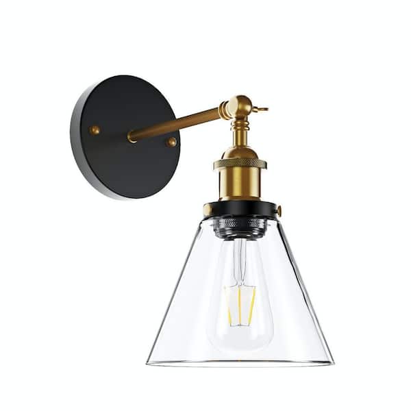 aiwen 1-Light Black Metal Vintage Industrial Sconce with Clear Glass Shade - $30