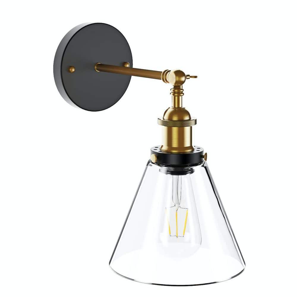 aiwen 1-Light Black Metal Vintage Industrial Sconce with Clear Glass Shade - $30