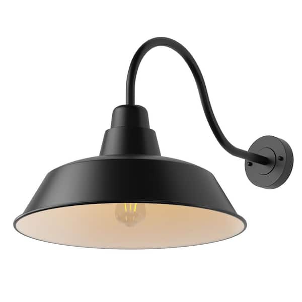 Modern 18.11 in. 1-Light Black Exterior Hardwired Gooseneck Wall Sconce Barn Light - $80