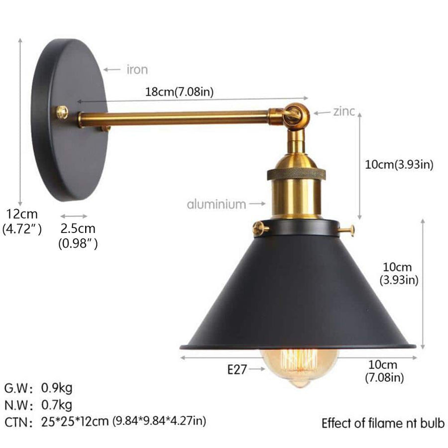 aiwen 1-Light Black Sconce Hardwired Wall Lighting Fixture with Swing Arm - $25