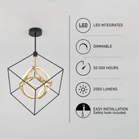 Artika Luxury 29-Watt 1 Light Black and Gold Integrated LED Pendant Light Fixture - $110
