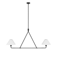 46.45 in. 2Light Kitchen Island Linear Chandelier Classic Matte Black Pendant Light - $65