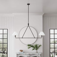46.45 in. 2Light Kitchen Island Linear Chandelier Classic Matte Black Pendant Light - $65