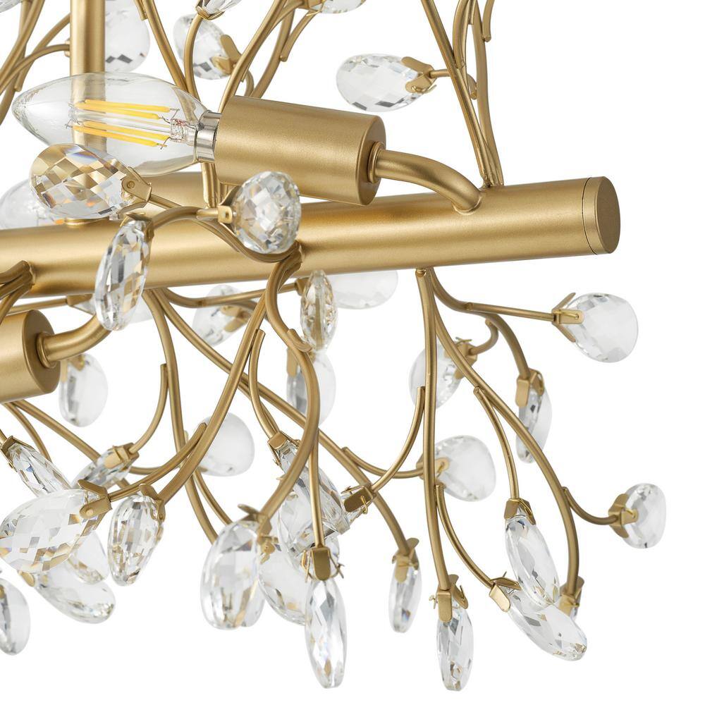 Modern 38.58 in. 9-Light Crystal Chandeliers Black and Gold Hanging Light - $285