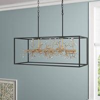 Modern 38.58 in. 9-Light Crystal Chandeliers Black and Gold Hanging Light - $285