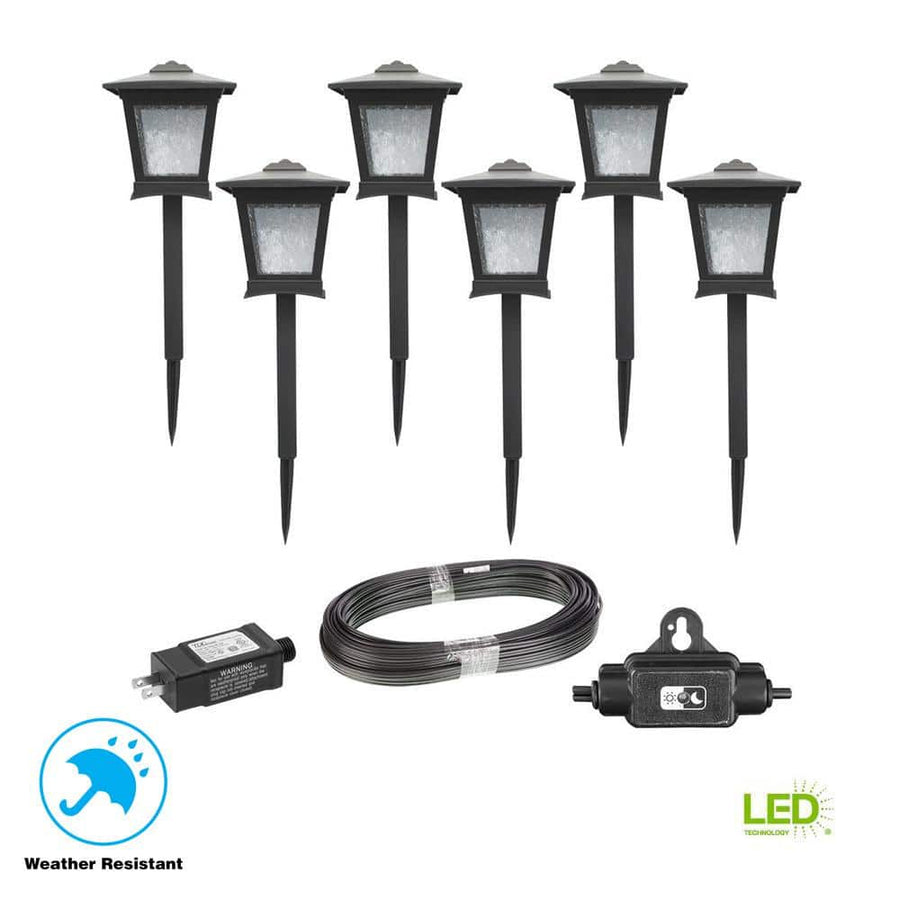 Hampton Bay Miramar 5-Watt Equivalent Black Integrated LED Path Light Kit (6-Pack) - $55