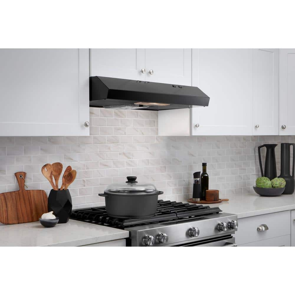 Vissani black stainless range shop hood