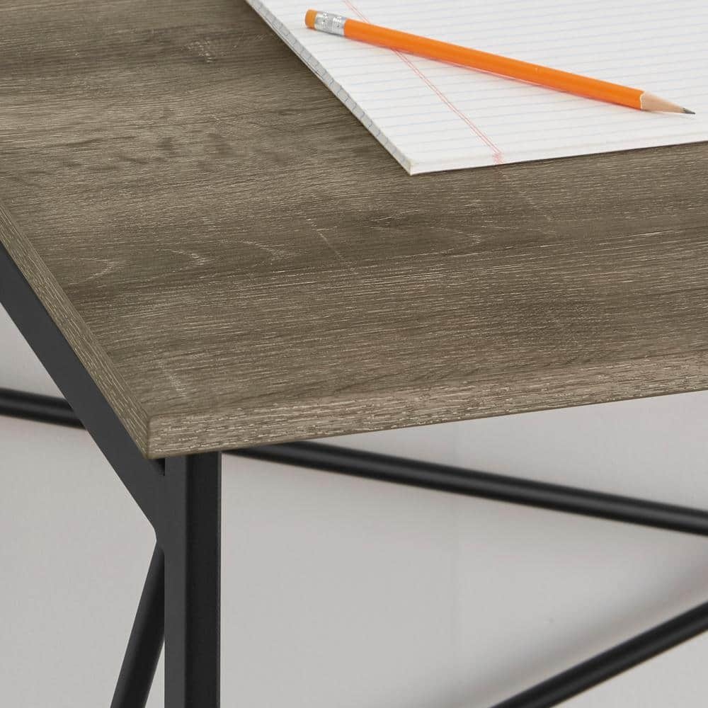 StyleWell 43 in. Rectangular Black Metal Folding Writing Desk with Grey Wood Top - $55