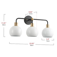 Modern 22.83 in. 3-Light Black Bathroom Vanity Light Fixtures Over Mirror - $30