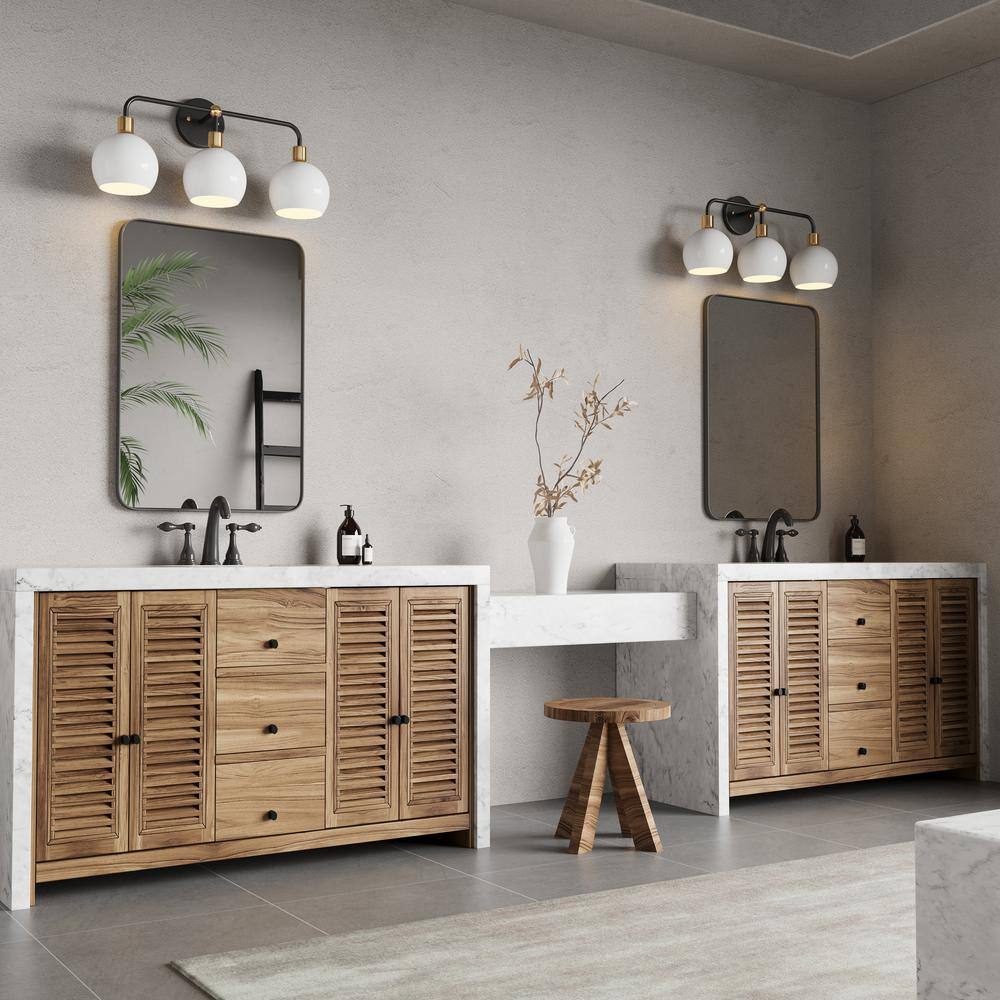 Modern 22.83 in. 3-Light Black Bathroom Vanity Light Fixtures Over Mirror - $30