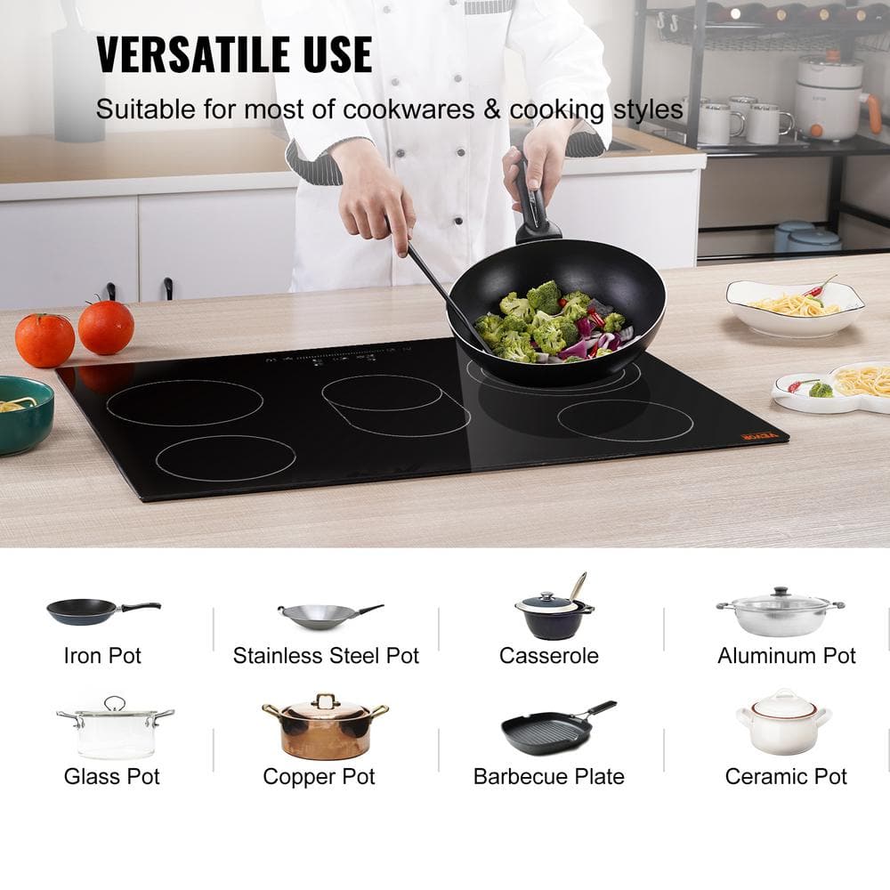 VEVOR Built in Electric Stove Top 30 in. 5 Burners Glass Radiant Cookt ...