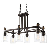 Knollwood 32 in. 6-Light Black Bronze w/ Brass Accents Industrial Round Chandelier - $160