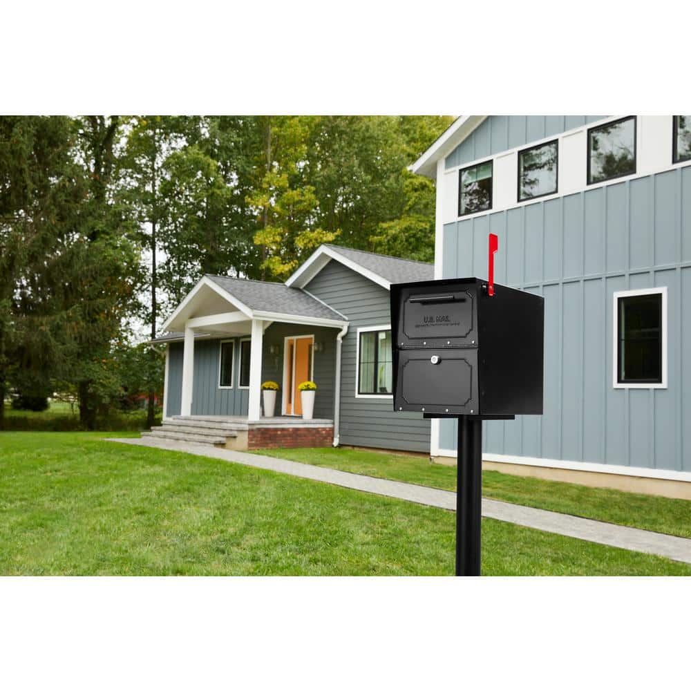 Oasis Classic Black, Extra Large, Steel, Locking, Post Mount Parcel Mailbox - $70