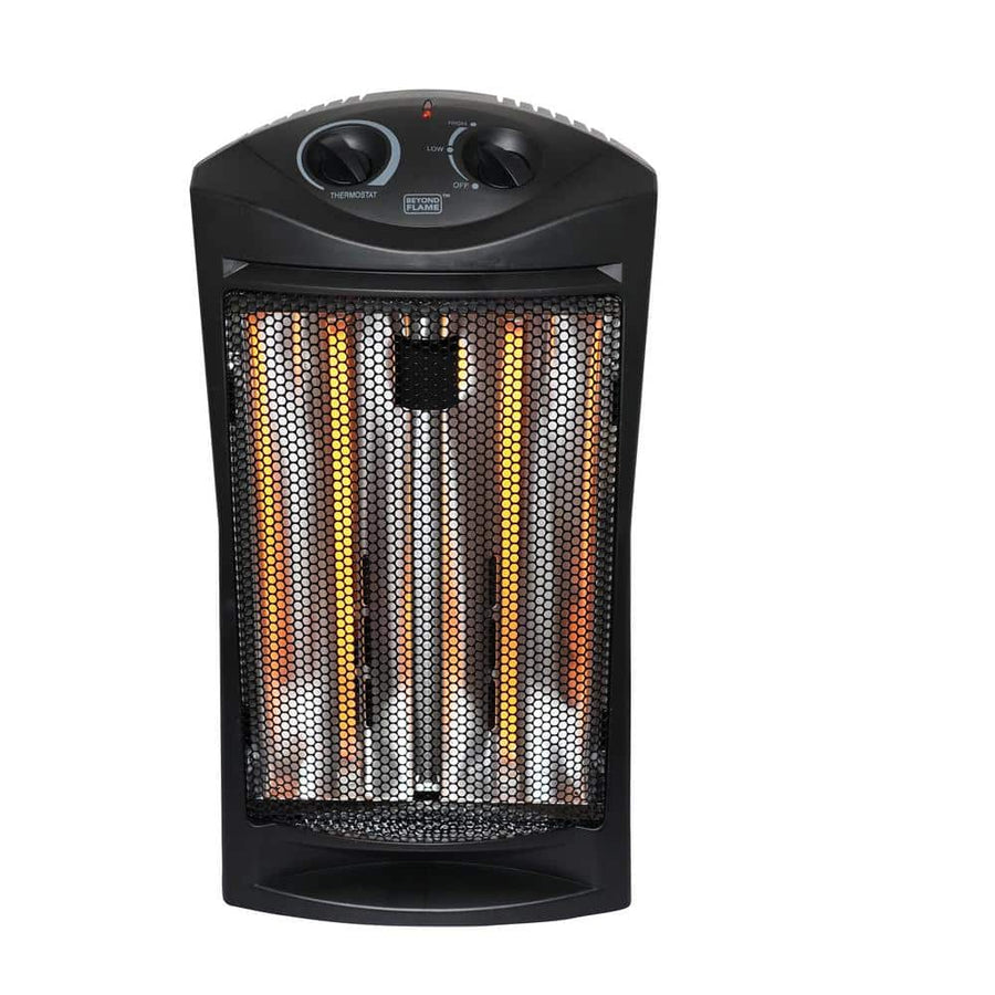 1500-Watt Black Electric Tower Quartz Infrared Space Heater with Thermostat - $35