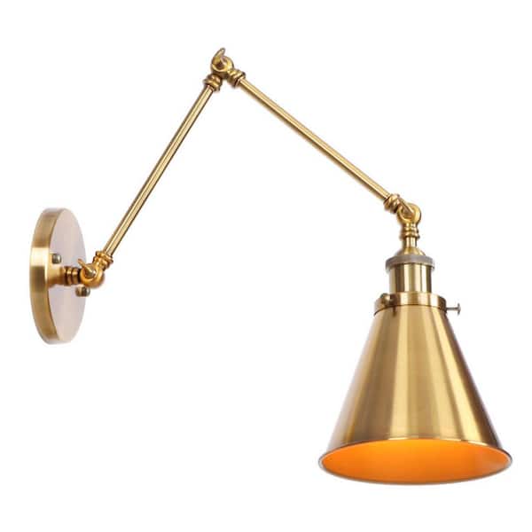 aiwen GLD 1-Light 5.31 in. Brass Sconce Vintage Industrial Swing Arm Wall Lamp - $25
