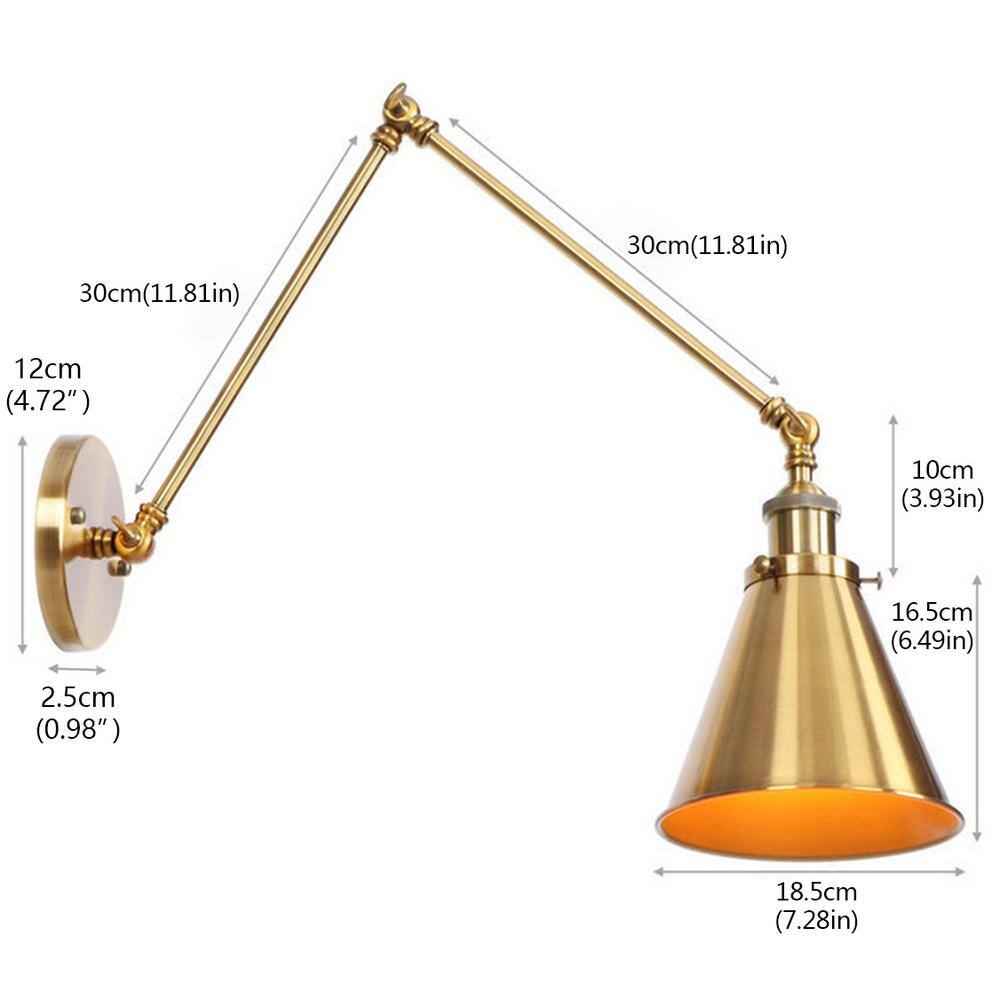 aiwen GLD 1-Light 5.31 in. Brass Sconce Vintage Industrial Swing Arm Wall Lamp - $25