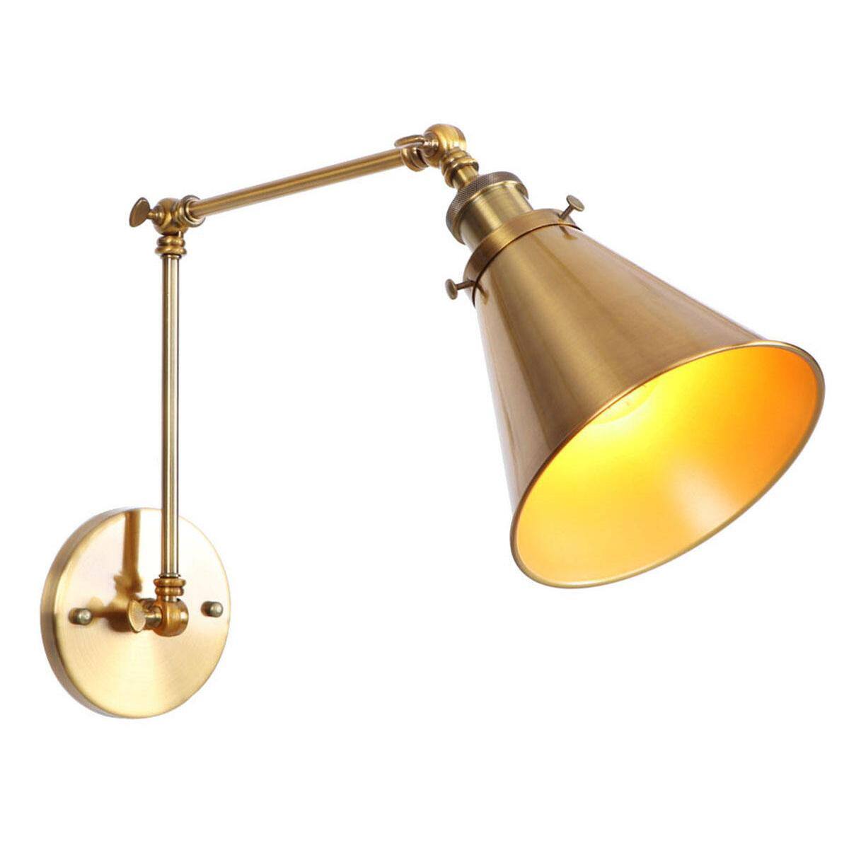 aiwen GLD 1-Light 5.31 in. Brass Sconce Vintage Industrial Swing Arm Wall Lamp - $25