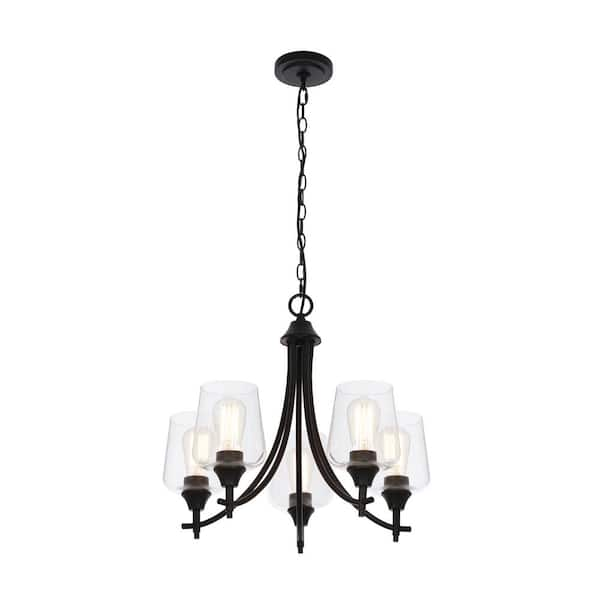 Hampton Bay Pavlen 5-Light 23 in. Rustic Bronze Hanging Candlestick Chandelier - $45