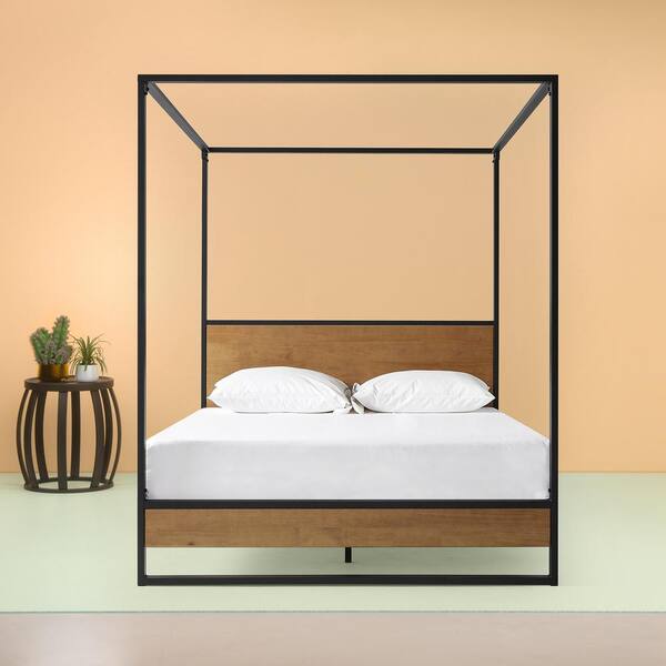 Suzanne Brown Metal and Wood Full Canopy Platform Bed Frame - $200