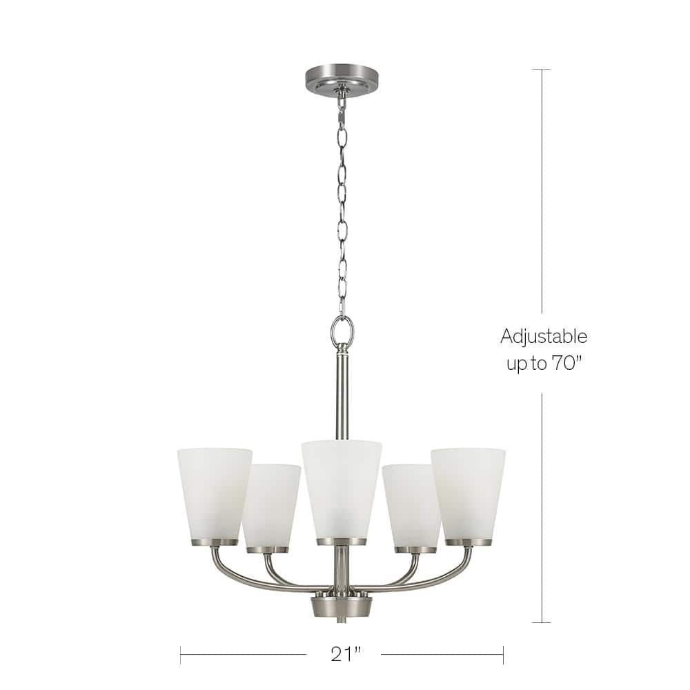 Hampton Bay Helena 21 in 5-Light Brushed Nickel Hanging Chandelier - $50