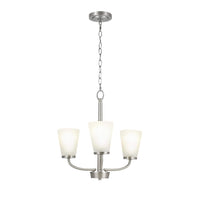 Helena 19 in 3-Light Brushed Nickel Hanging Chandelier with Frosted Glass Shades - $40