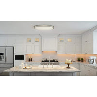 Hampton Bay 32 in. Transitional Brushed Nickel Integrated Dimmable LED Flush Mount - $110