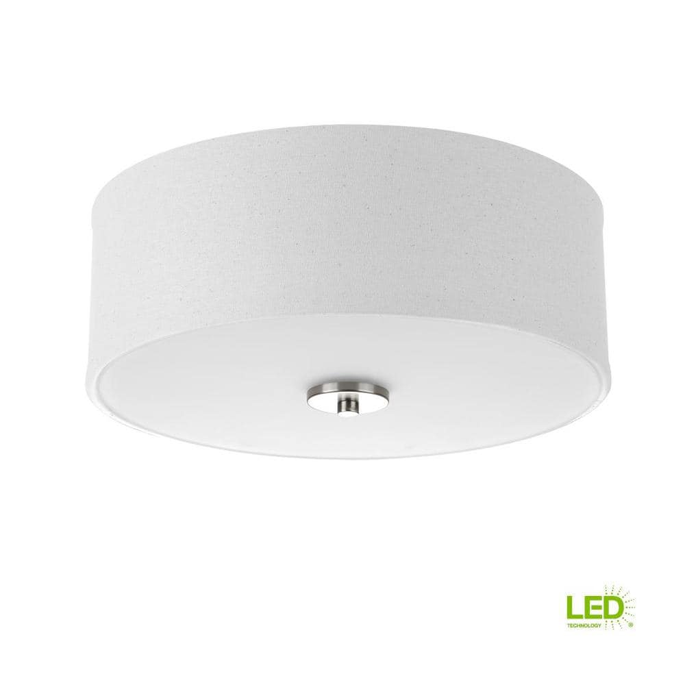 Inspire Collection 13 in. Transitional Brushed Nickel LED Drum Shade Ceiling Light - $40