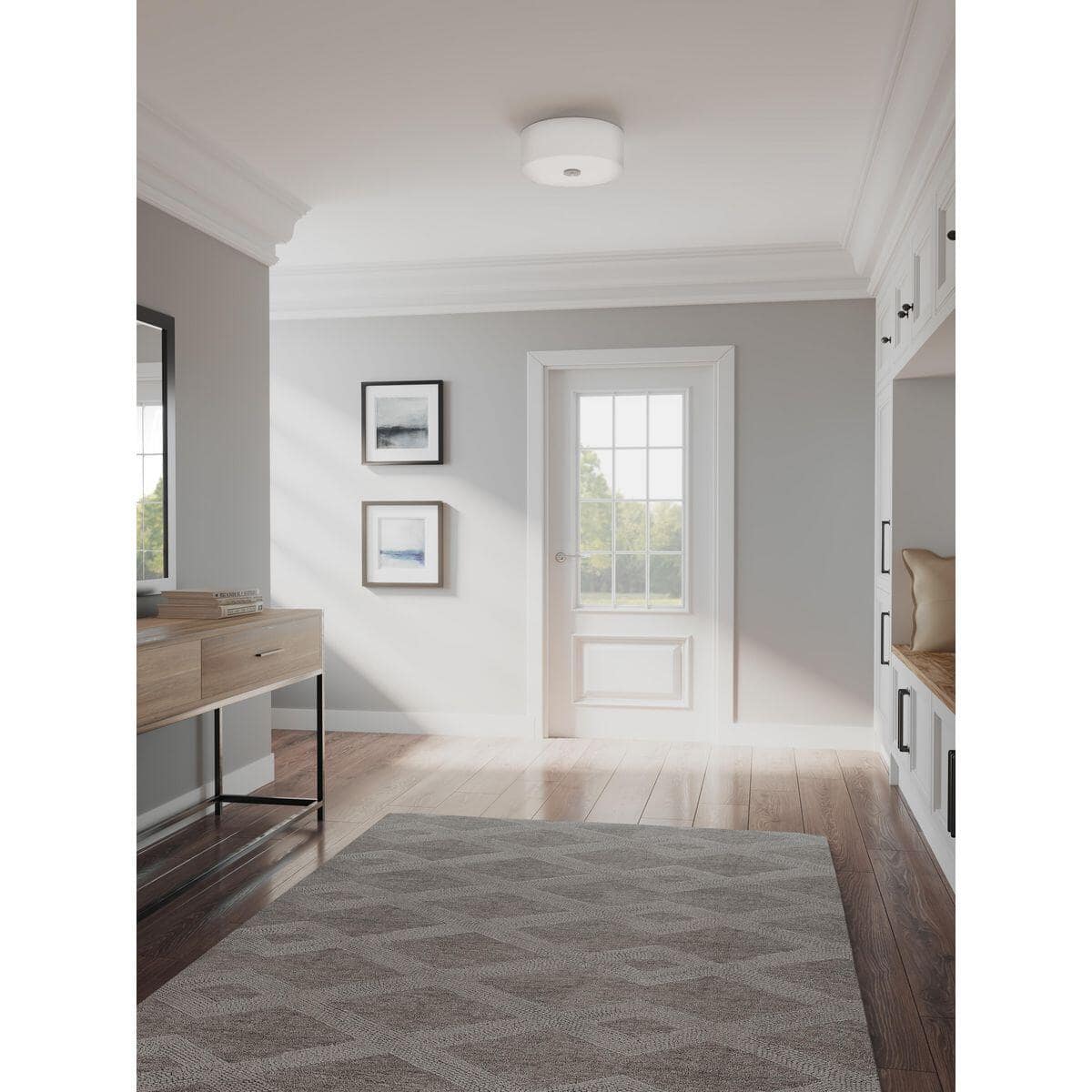 Inspire Collection 13 in. Transitional Brushed Nickel LED Drum Shade Ceiling Light - $40